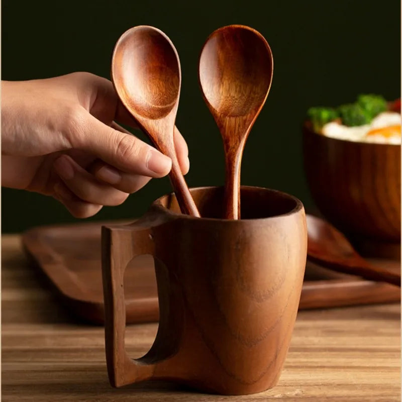 4 Piece Pack Wooden Soup Spoon